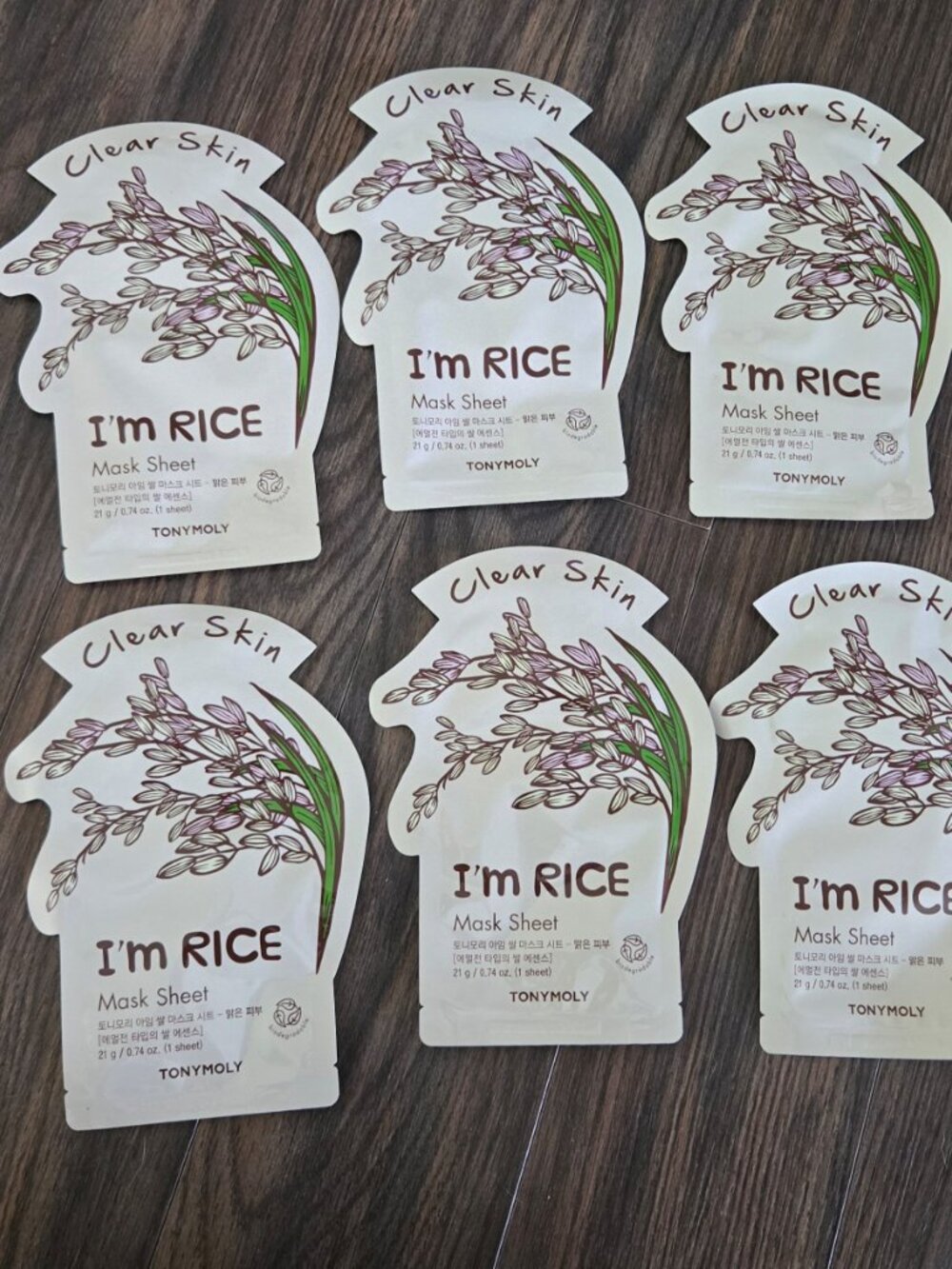 TONYMOLY "I'm Rice" Korean Mask Sheet for Clear Skin Set of 10